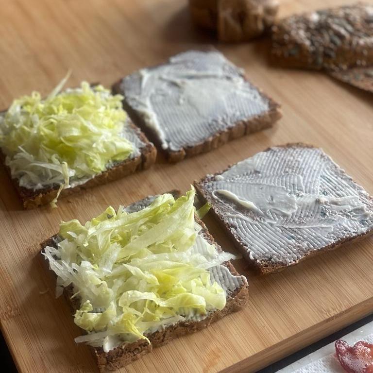 Keto Bread with mayo and lettuce